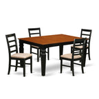 East West Furniture WEPF5-BCH-C 5 Piece Dining Set Includes a Rectangle Dining Room Table with Butterfly Leaf and 4 Linen Fabric Upholstered Kitchen Chairs, 42x60 Inch, Black & Cherry