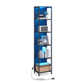 VASAGLE 6-Tier LED Bookshelf, Display Shelf with Dimmable Lights, LED Bookcase with Steel Frame, 11.9 x 15.7 x 70.3 Inches, for 