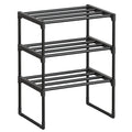 SONGMICS Shoe Rack, 3-Tier Shoe Organizer, Metal Storage Shelf, Upright or Upside Down, for 4-8 Pairs, Stackable, for Entryway, 