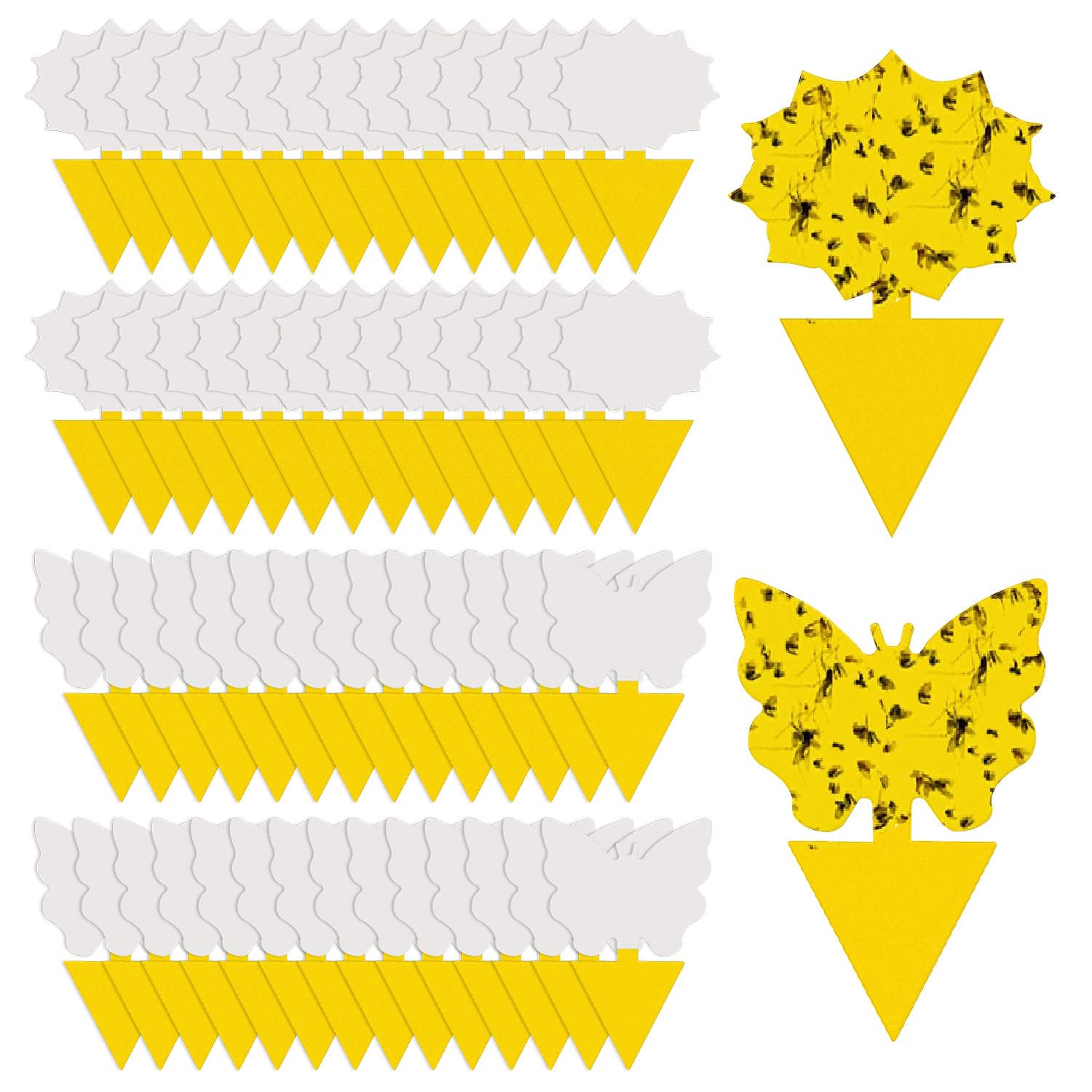 Cleanuper 58 Pcs Flying Insect Traps For Plants,Indoors, Outdoors, Kitchen, Yellow Sticky Traps For Fungus Gnat, Fly And Fruit F