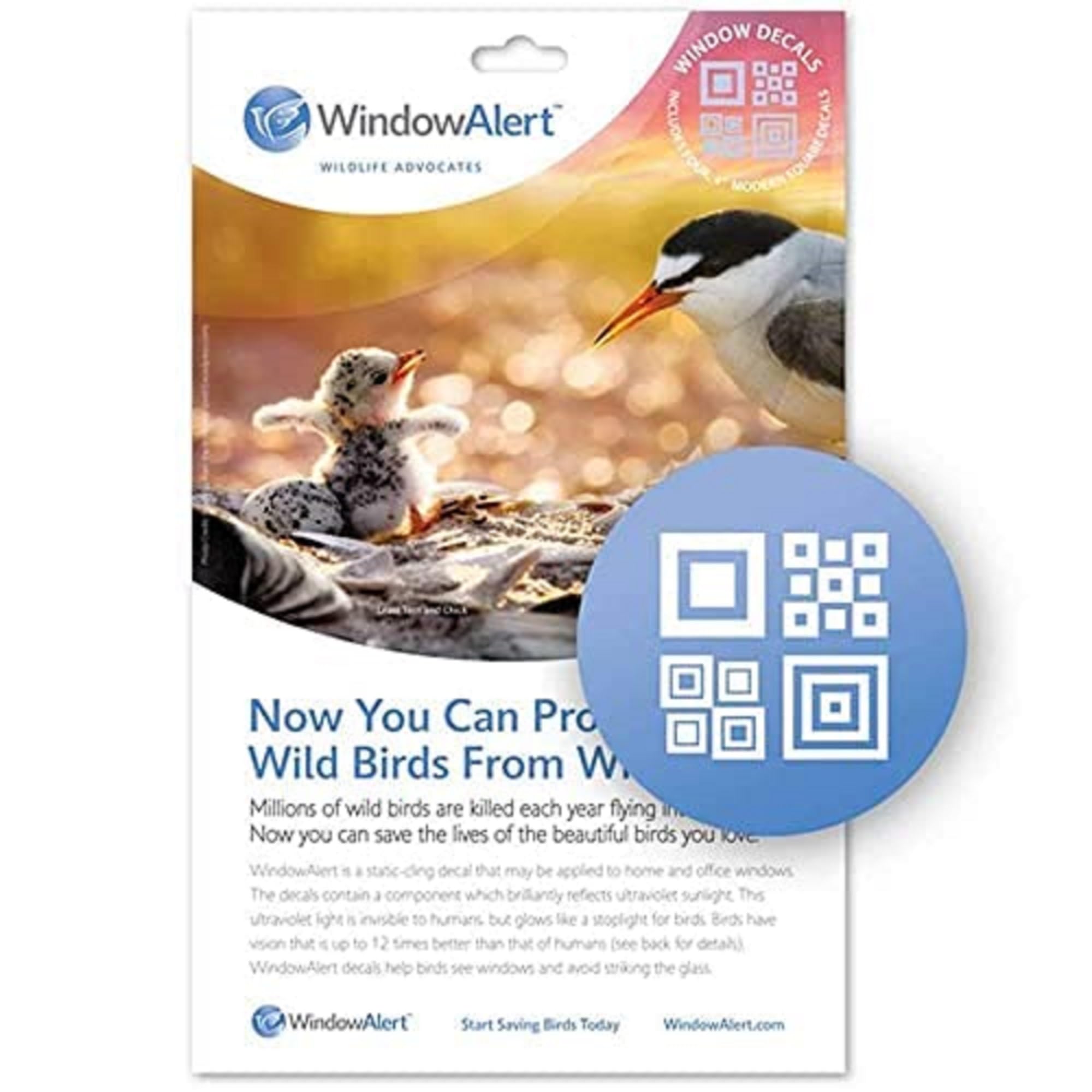 WINDOWALERT Modern Square Anti-Collision Decal - UV-Reflective Window Decal to Protect Wild Birds from Glass Collisions - Made i