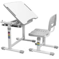 VIVO Gray Height Adjustable Childrens Desk and Chair Set | Kids Interactive Workstation