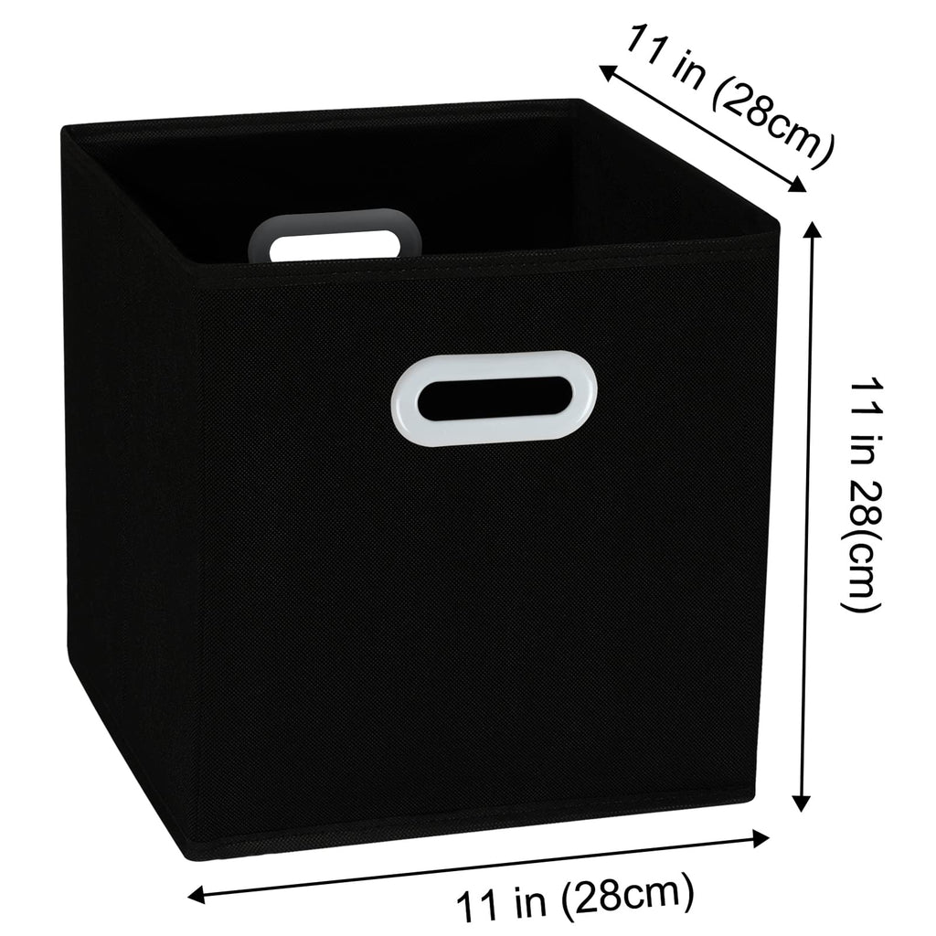 Sevendome Fabric Cloth Storage Bins,Cube Organizer With Dual Handles Foldable Baskets For Home Bedroom,Set Of 3, Black