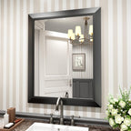 Amorho Black Bathroom Mirror, 50x30 Inch Thick Metal Framed Wall Mirrors for Over 2 Sinks, Bedroom, Living Room, Entryway, Large