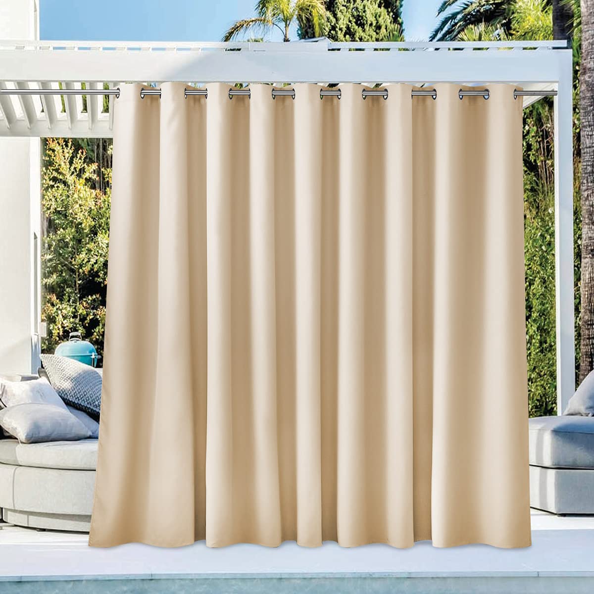 Nicetown Outdoor Curtain Waterproof For Patio 84' Extra Long, Grommet Top Room Darkening Thermal Insulated 140' Extra Wide Pro