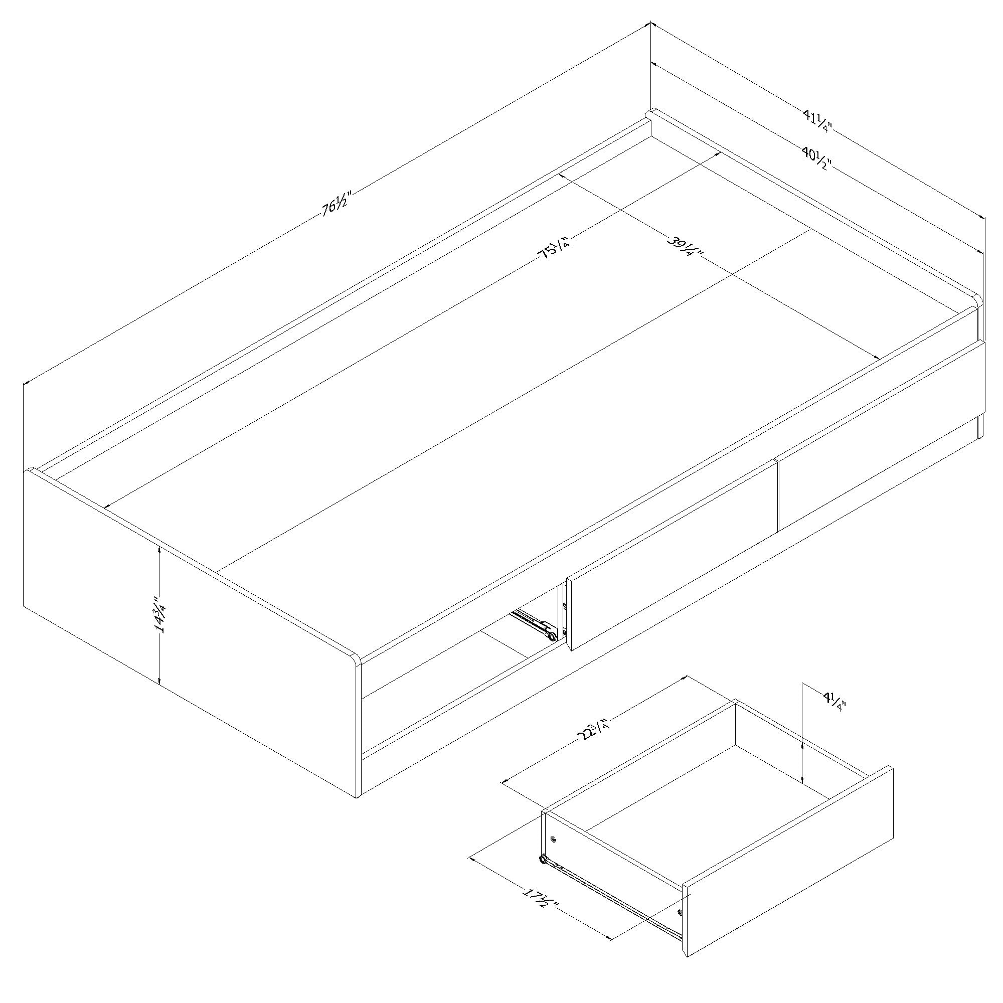 South Shore Gramercy Bed Pure White, Contemporary