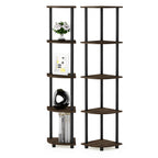 Furinno Turn-N-Tube 5 Tier Corner Display Rack 2 Pack, 2-Pack, Columbia Walnut/Black