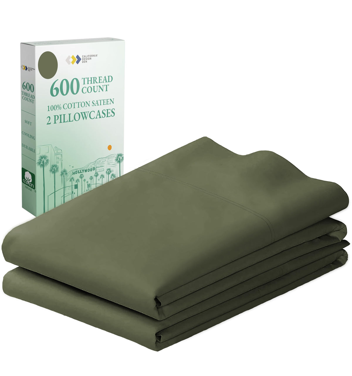 California Design Den Standard/Queen Pillow Cases Set Of 2 - Luxuriously Soft Hotel Quality 600 Thread Count, 100% Cotton, Crisp