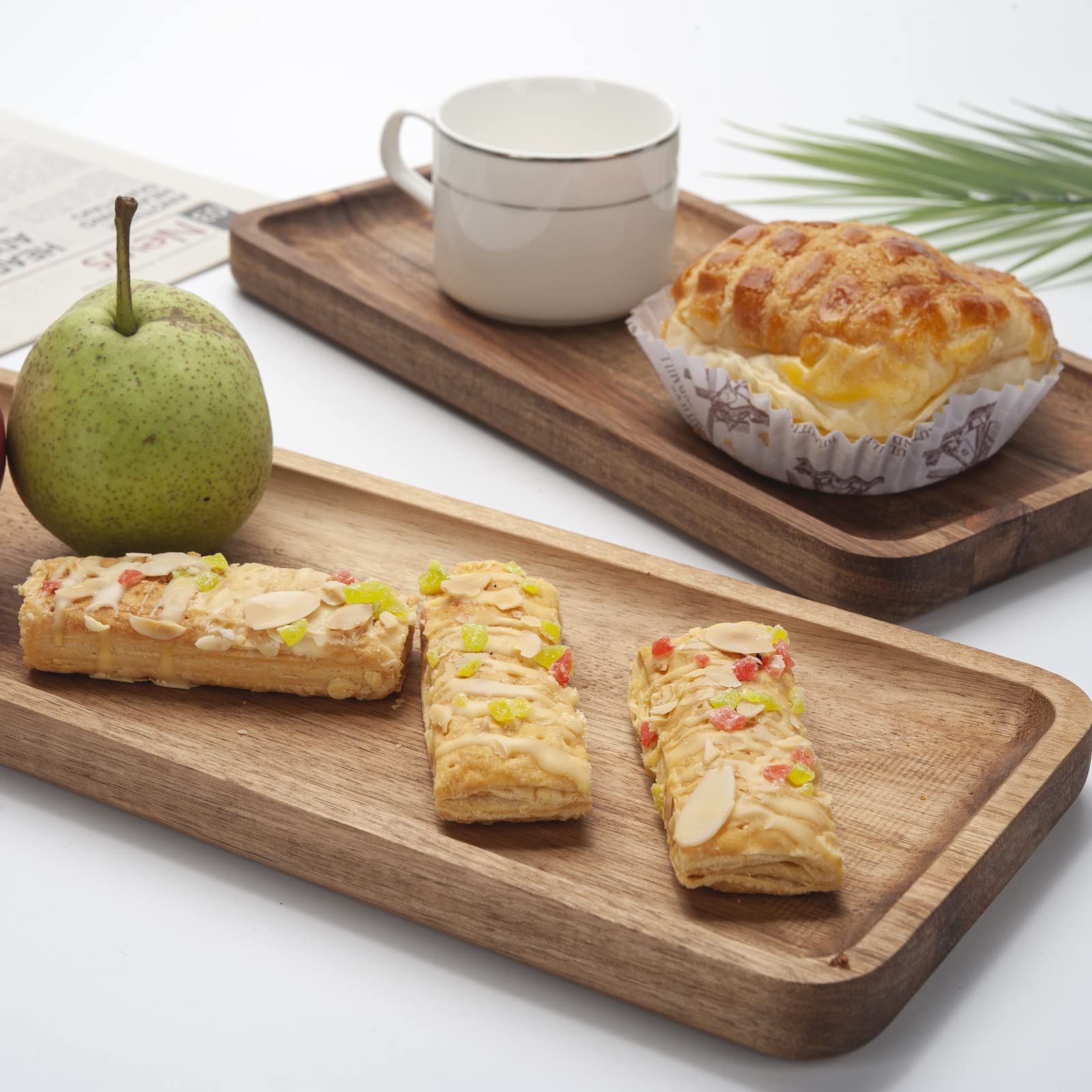 Bathroom Vanity Tray, Acacia Wood Counter Tray, Toilet Tank Tray, Appetizer Charcuterie Snack Serving Board, 11.8 X 5.5 X 0.8 In