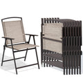 Crestlive Products Patio Folding Chairs Set Of 8, Outdoor Folding Chairs With Durable Rust-Resistant Frame And Breathable Textilene Material For Outside, Beige