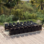 vidaXL Patio Dining Set 17 Piece with Cushions Garden Outdoor Terrace Balcony Table and Chair Seat Seating Furniture Black Poly Rattan