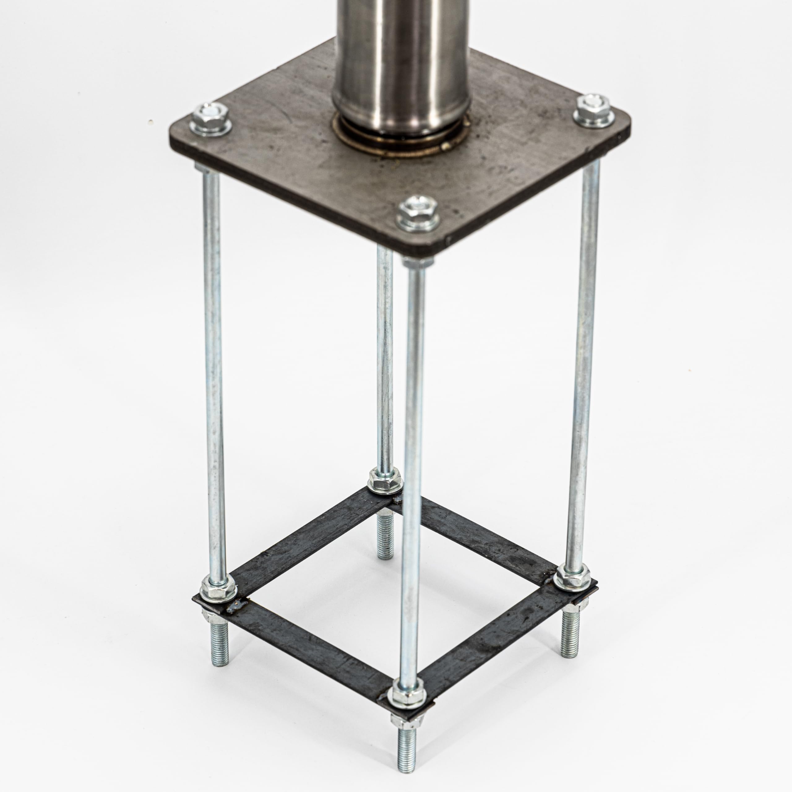 Shademart Reinforced Base Frame For Shade Sail Pole, Versatile Use For Soil, Deck, Concrete Surfaces Silver