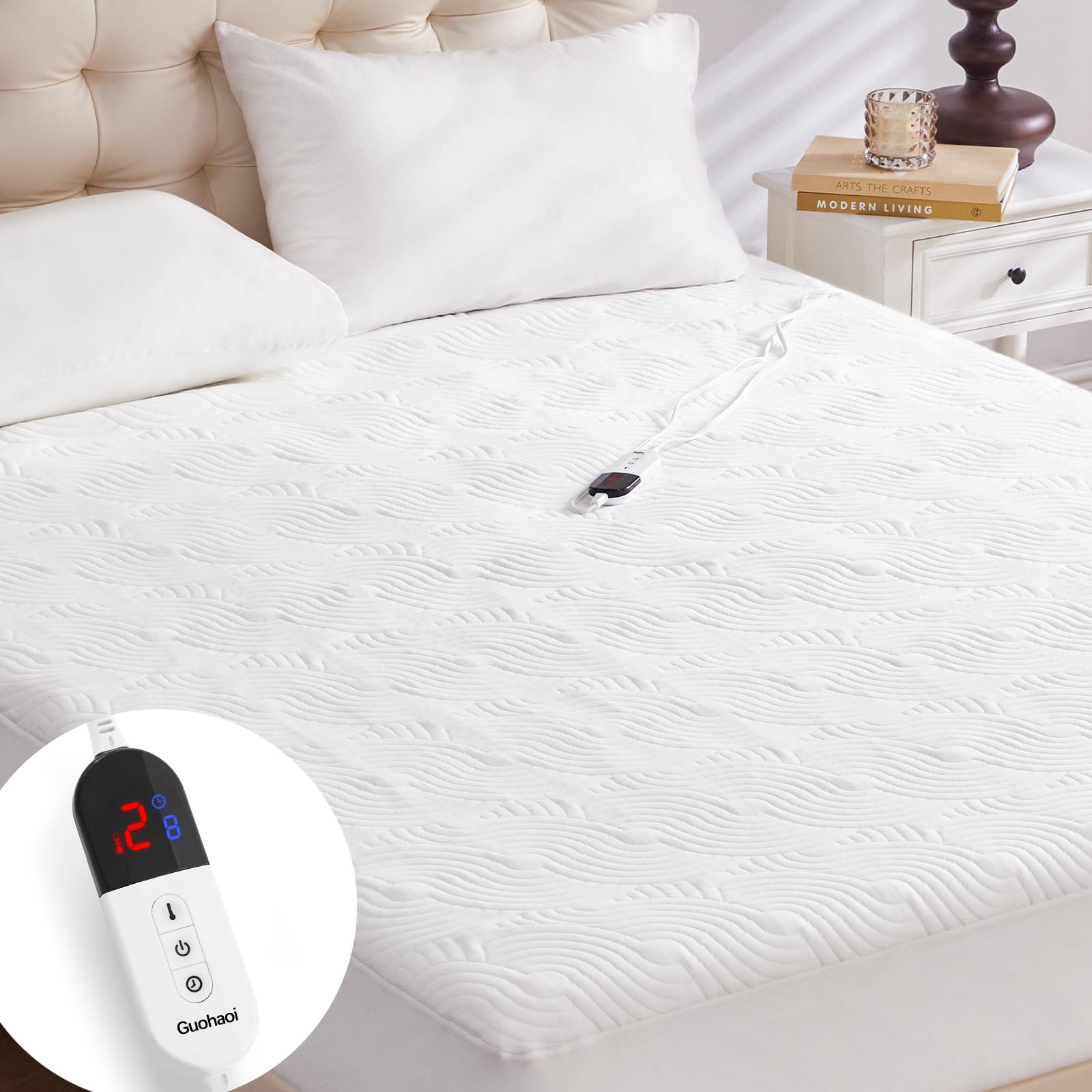 Guohaoi Heated Mattress Pad Twin Warm Electric Mattress Pad With 10 Hour Timer Auto Off And 6 Heating Setting, Single Control So