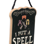 Open Road Brands Disney Hocus Pocus I Put A Spell On You Hanging Wood Wall Decor - Spooky Sanderson Sisters Sign For Halloween D