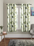 Home Sizzler 4 Pieces 3D Flower Eyelet Polyester Window Curtains  5 Feet, Green | SemiSheer