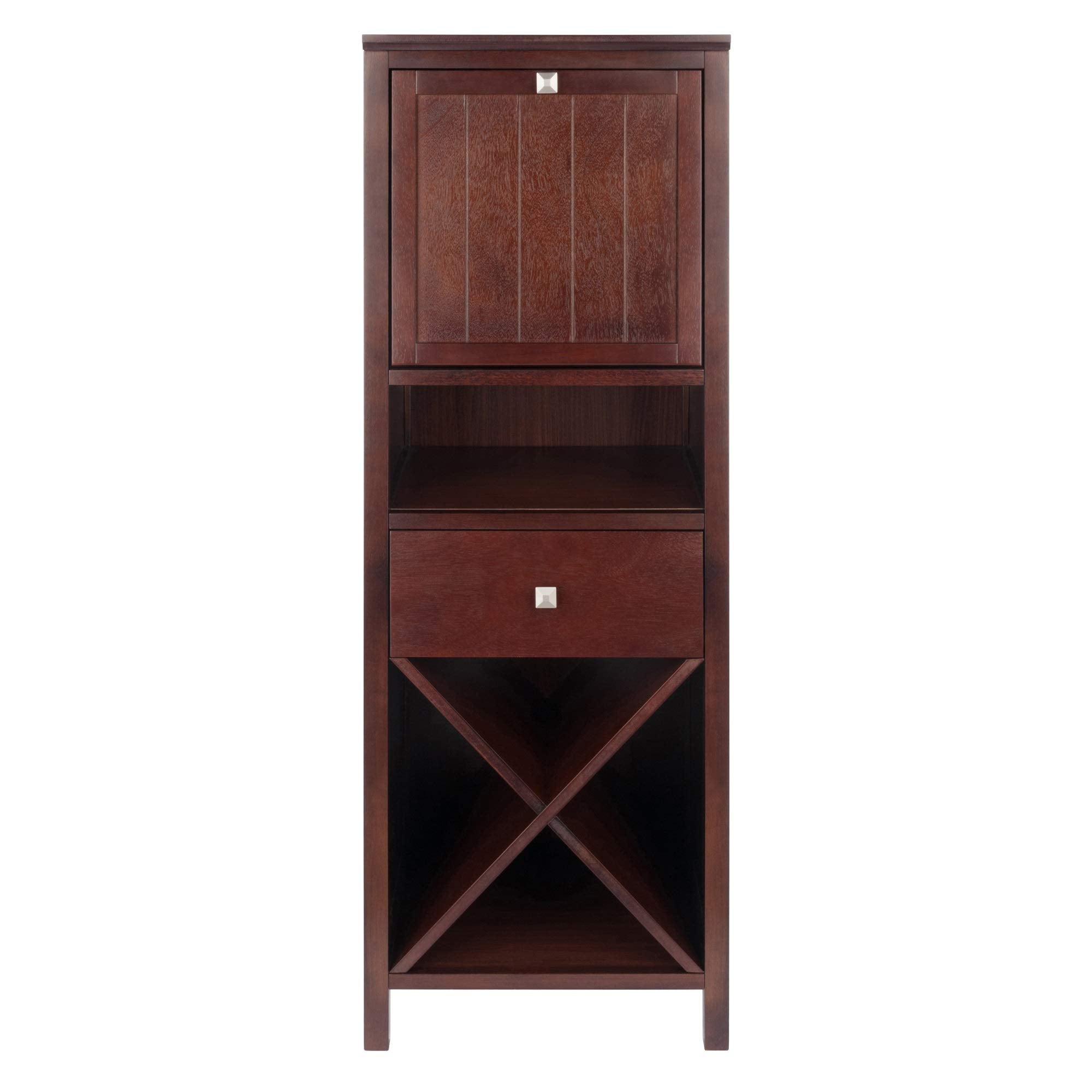 Ergode Brooke Jelly Cupboard - French Country Aesthetics, 4-Section Cabinet, Ample Storage, Wine Cabinet, Bar Accessories, Walnut Finish