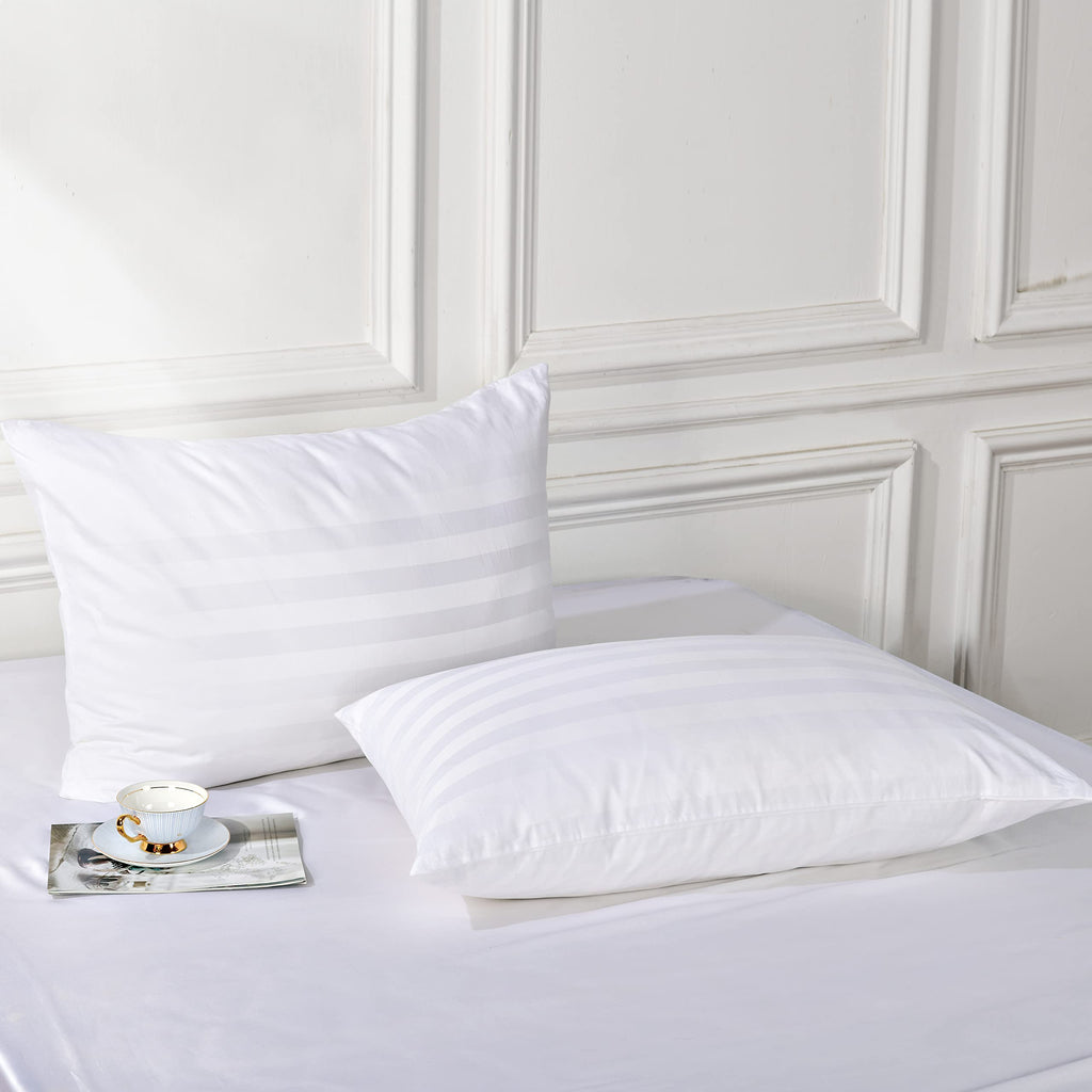 Pillow Protector Queen Size 100% Egyptian Cotton Pillow Covers, 400 Thread Count Sateen Weave Cooling Pillow Cases With Zipper H