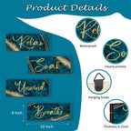 Onizhity 4 Pcs Teal And Gold Bathroom Decor Navy Teal Gold Wall Decor Relax Soak Unwind Breathe Wooden Rustic Marble Style Versa