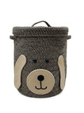 Loom & luster Cotton Rope Storage Basket with Lid, Cute Cartoon Organizer Bin for Laundry, Toys, Clothes, Blankets, Towels, Nurs