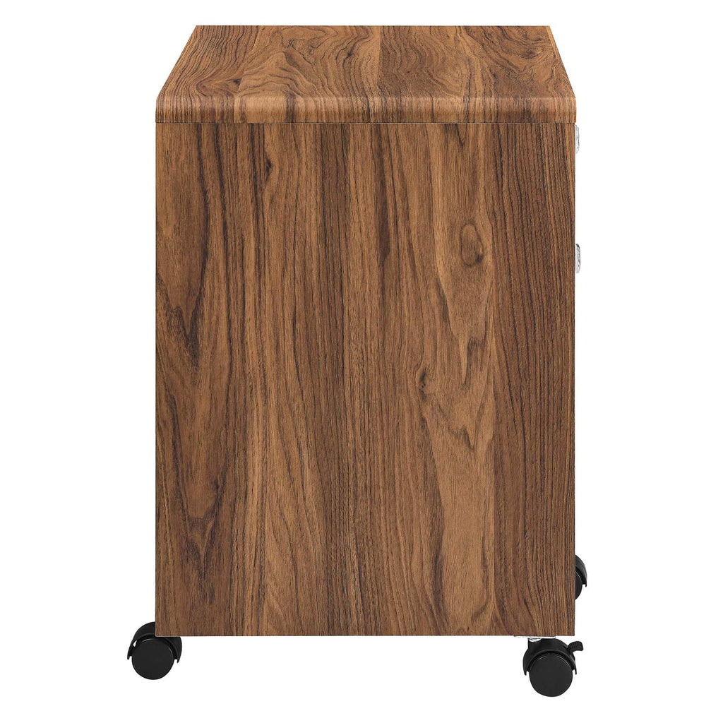 Modway Transmit Modern Wood & Plastic File Cabinet In Walnut/White