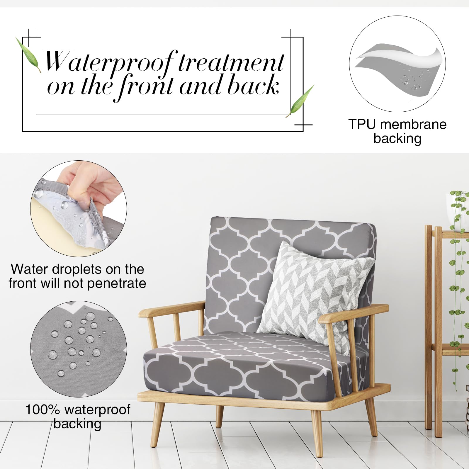 Newwiee 12 Pcs Patio Stretch Sofa Cushion Covers Outdoor Cushion Cover Replacement Couch Slipcover Sofa Seat Cover Flexibility Chair Cushion Cover Porch Patio Furniture Protector (Gray,Moroccan)