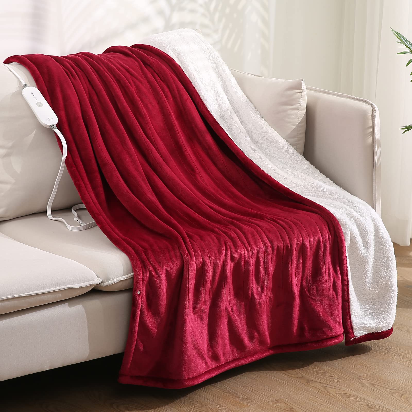 Electric Heated Throw Blanket 50' X 60', Soft Flannel Throw Blanket With 4 Heating Levels & 3 Hours Auto Off, Etl Certificatio
