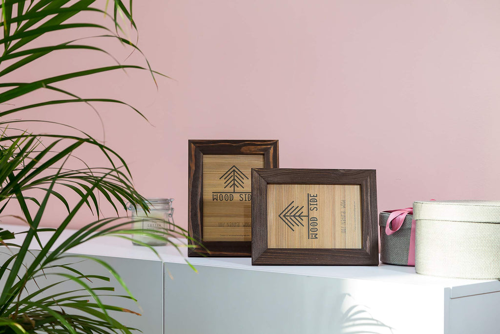 Rustic Wooden Picture Frames 8X10 - Brown Wenge - Set Of 2-100% Natural Eco Solid Wood And High Definition Real Glass For Wall H