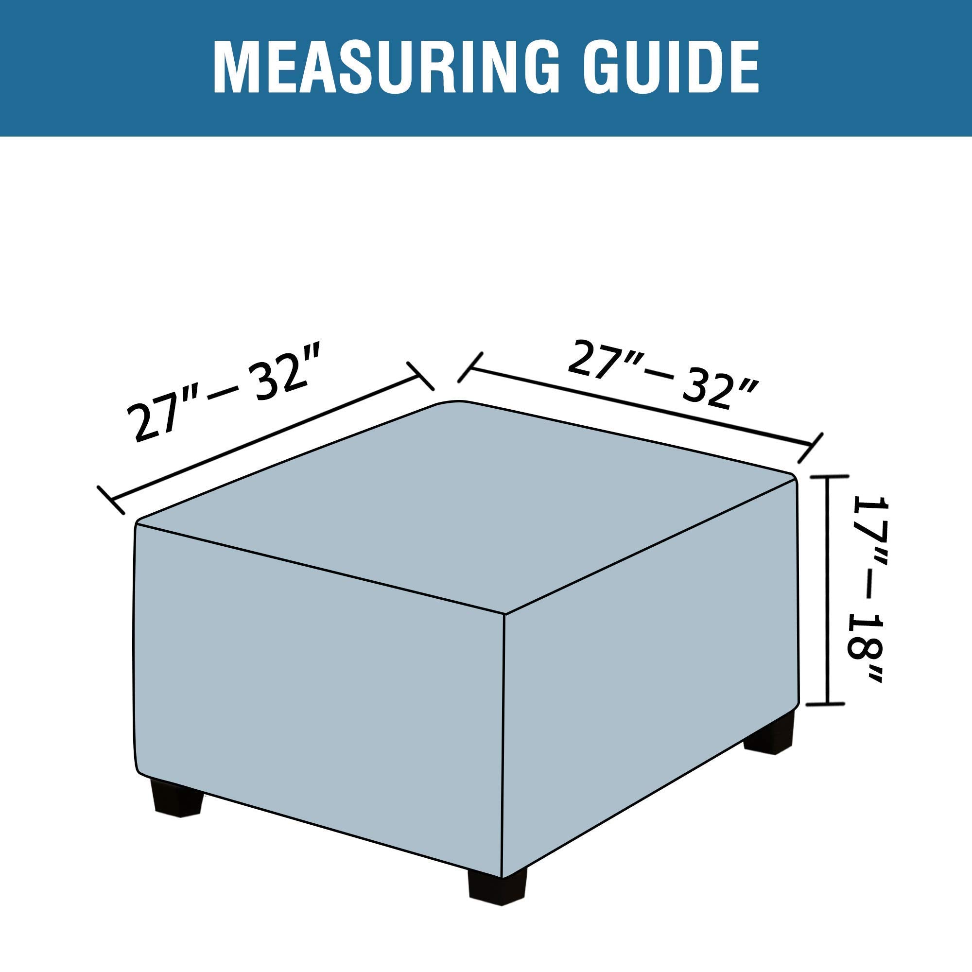 H.Versailtex Square Ottoman Covers Ottoman Slipcovers Folding Storage Stool Furniture Protector Form Fit With Elastic Bottom, Stretch High Spandex Small Checks Jacquard Fabric(Large,Bronze Green)