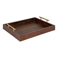 Kate and Laurel Lipton Decorative Wooden Tray with Metal Gold Handles, 16.5 x 12.25, Dark Walnut Brown and Gold