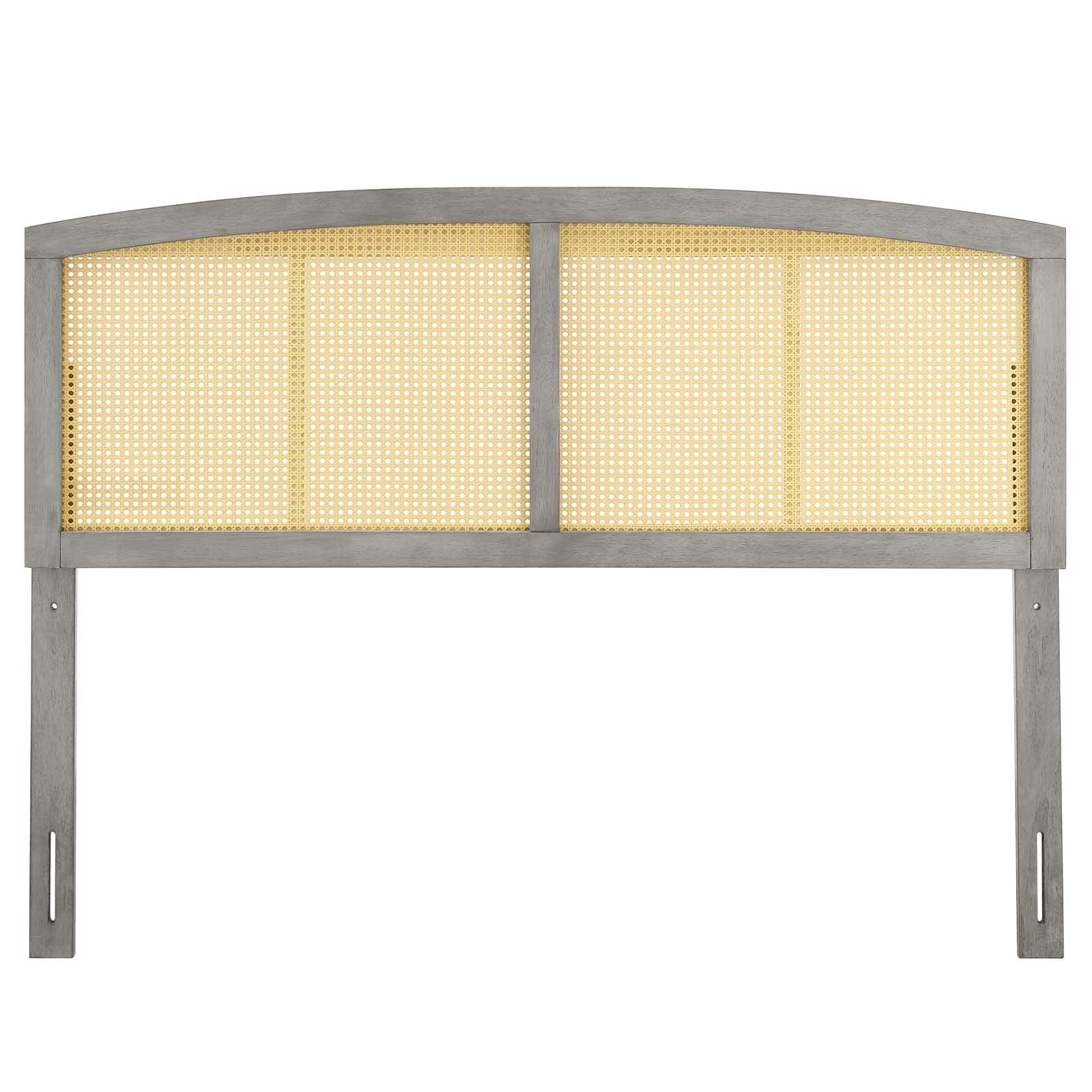 Modway Halcyon Cane Woven Rattan Queen Headboard In Gray