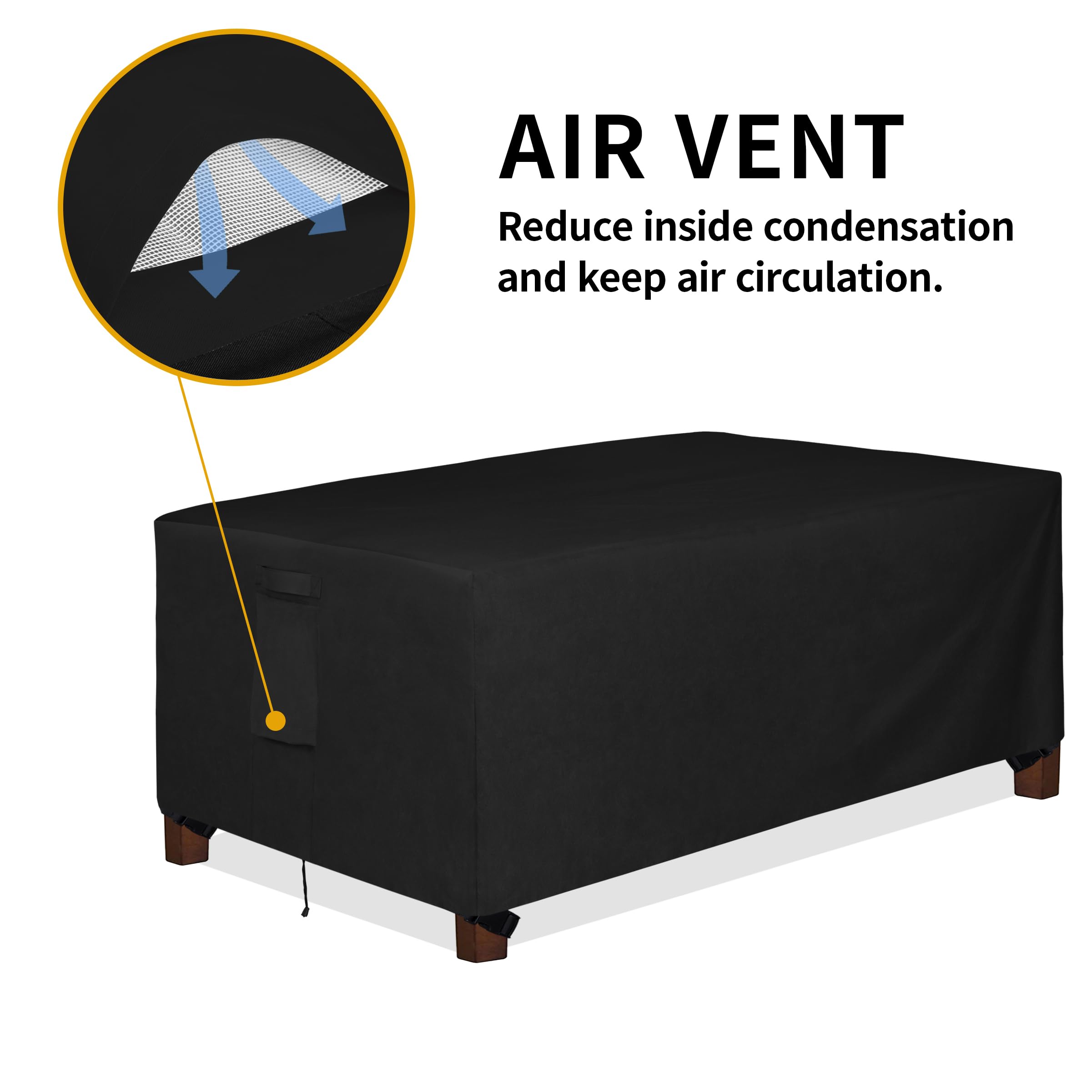 Easy-Going 600D Heavy Duty Rectangular Table Cover Uv Resistant And Waterproof Outdoor Lawn Patio Furniture Cover (72' Lx44 Wx23 H, Black)