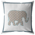 HomeRoots Muted Gold On White 18â€ Gold White Elephant Boho Suede Throw Pillow