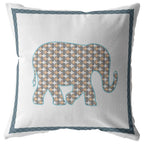 HomeRoots Muted Gold On White 18â€ Gold White Elephant Boho Suede Throw Pillow
