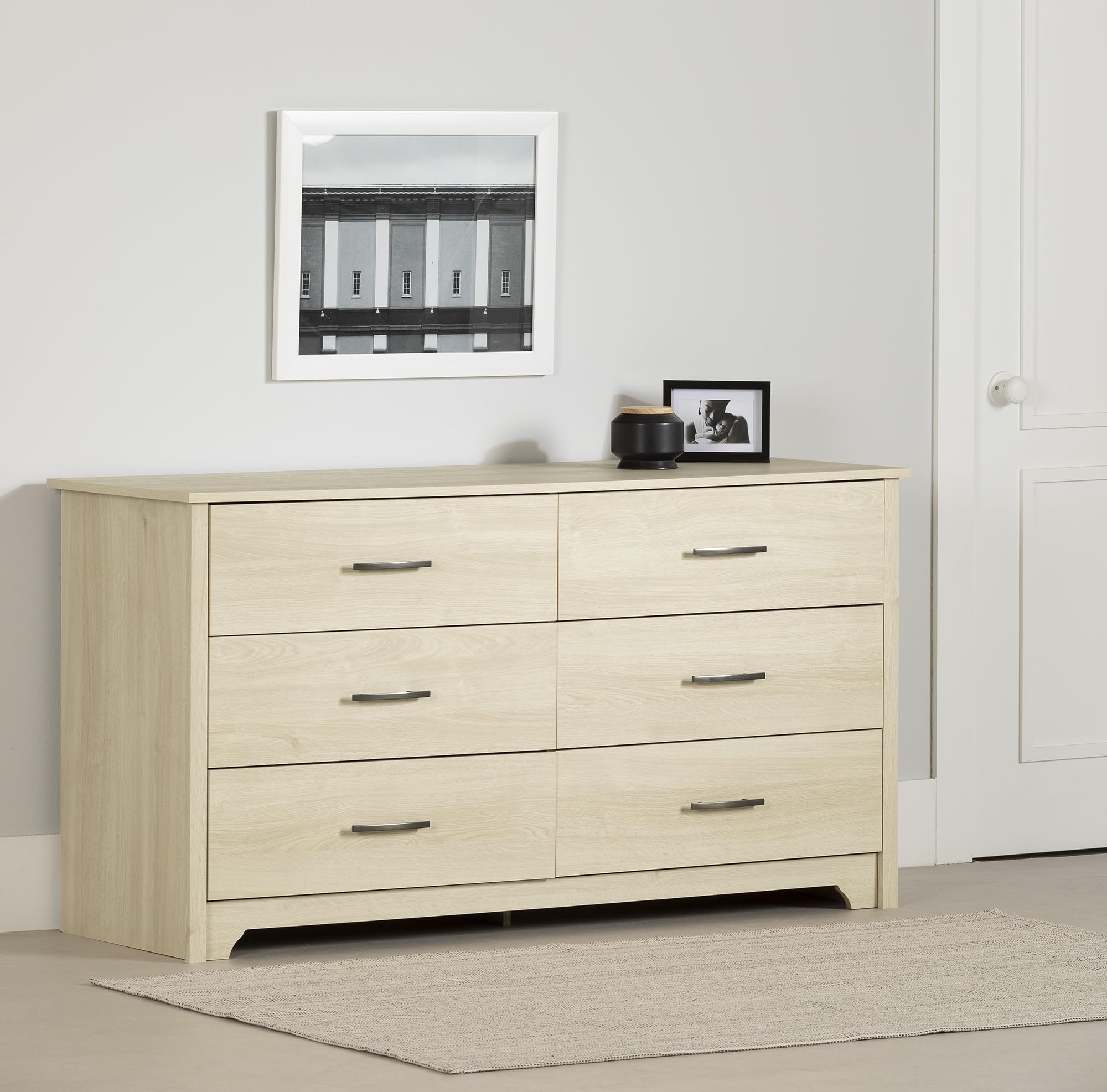 South Shore Fusion 6-Drawer Dresser Bleached Oak, Contemporary