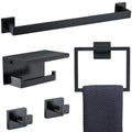 TNOMS Black Towel Bar Set 5-Piece Bathroom Hardware Set Including 23.6 Inch Towel Bar,Towel Ring Towel Hook and Toilet Paper Hol