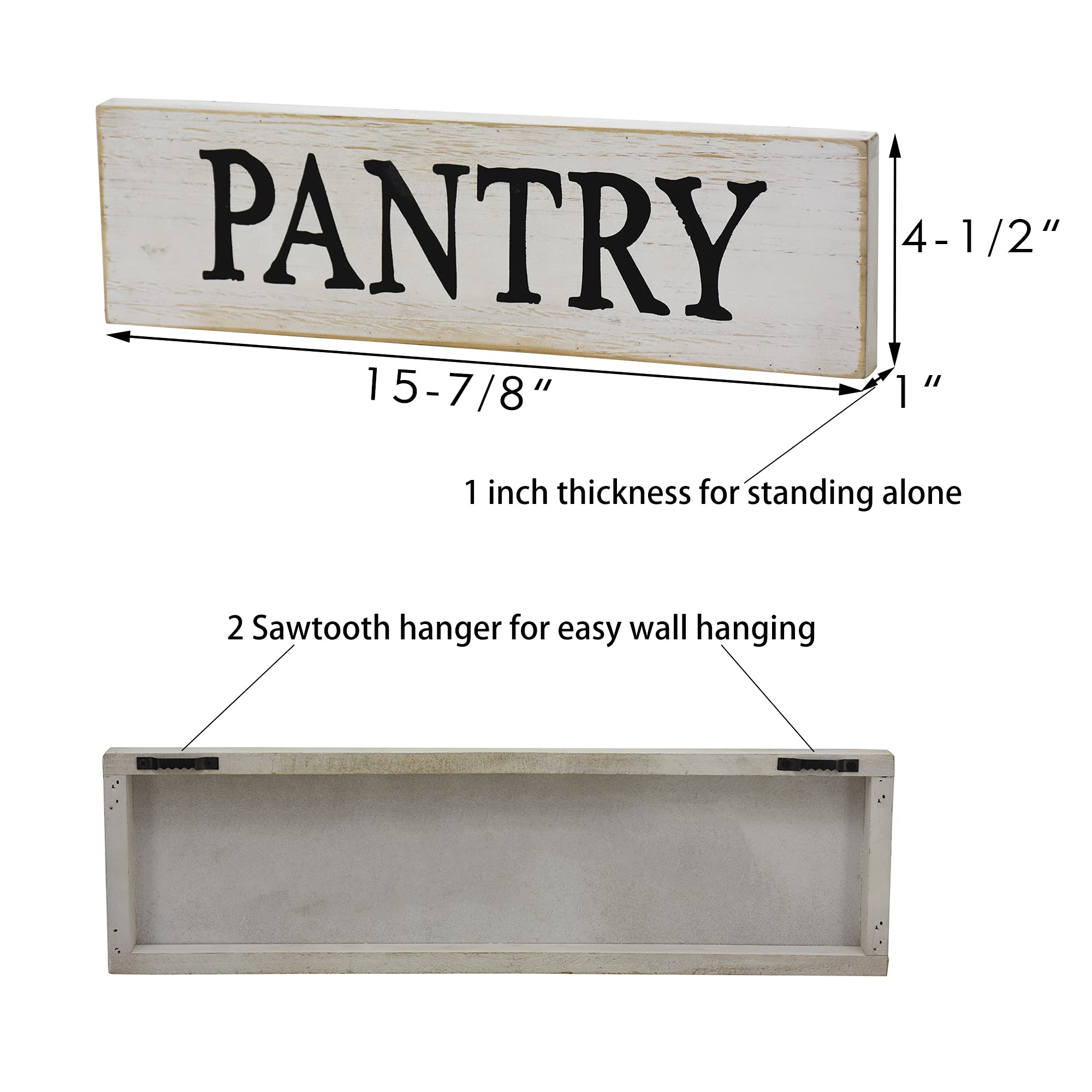 Pantry Whitewashed Wood Wall Sign, Rustic Farmhouse Wall Hanging Decor, 15.75 X 1 X 4.5 Inches