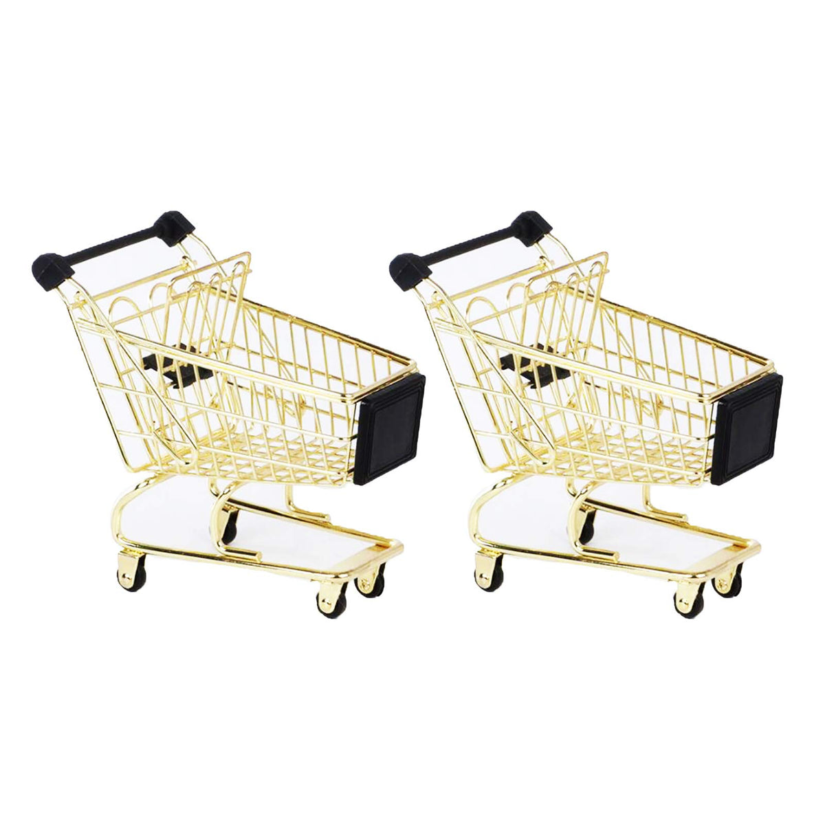 Beauy Girl 2 Pcs Mini Metal Shopping Cart, Mini Shopping Grocery Cart Supermarket Handcart Trolley Handcart Toy Shopping Carts