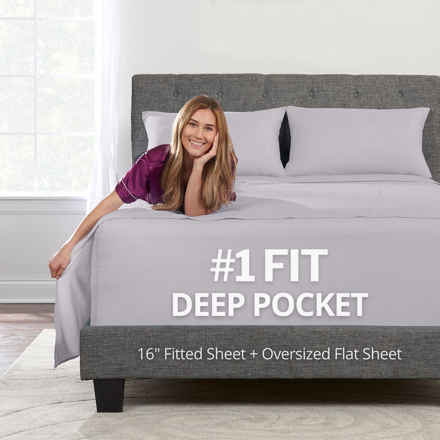 King Size Sheets Set - Sheets For King Size Bed Deep Pocket King Size Sheets - King Size Bed Sheets - 16    Deep Pockets Fitted