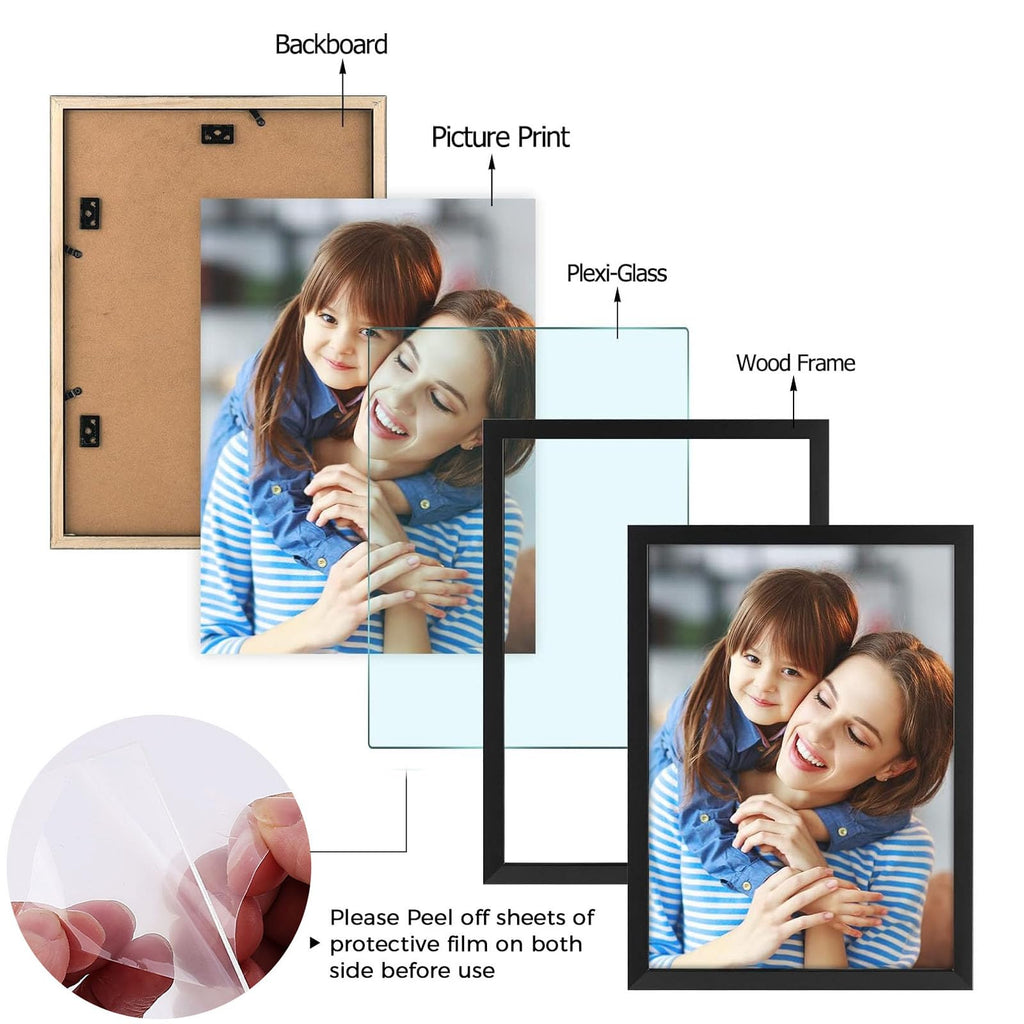 Golden State Art, A3 Black Photo Frame - Solid Wood And Display 11.7X16.5 Picture Without Mat -Acrylic Glass (Wall Display)