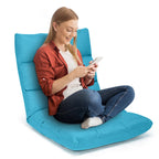Costway Peacock Blue Folding Gaming Chair, Adjustable 14-Position Floor Sofa With Back Support, Alloy Steel Frame, Lazy Sofa Lounge For Playing, Reading, Meditating, Recliner For Adults, Kids