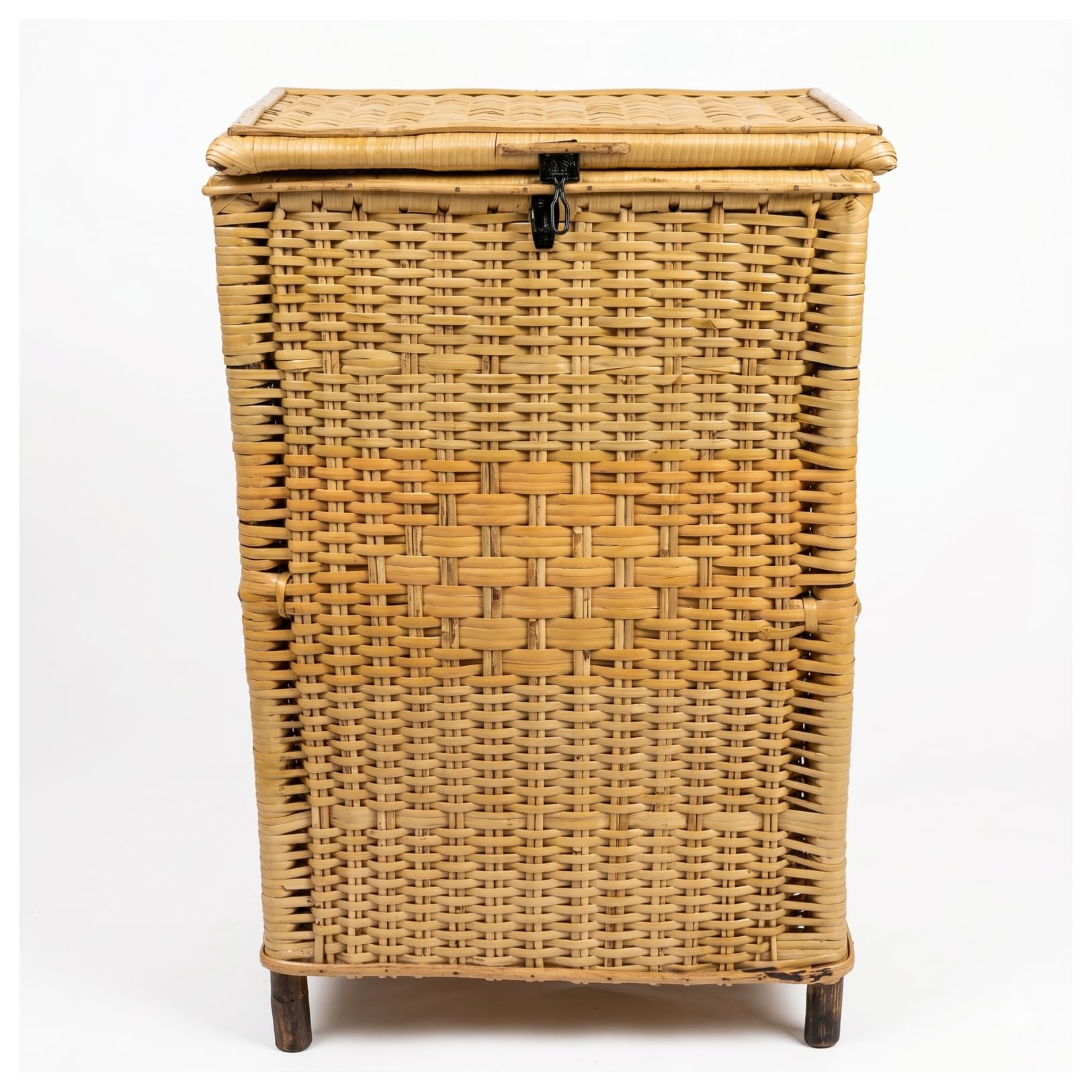 Jafsa Handmade Natural Cane & Rattan Laundry Basket With Lid  Large Wicker Storage Hamper For Clothes, Toys, Bathroom & Home De