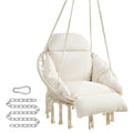 Songmics Hanging Chair, Hammock Chair With Large, Thick Cushion, Boho Swing Chair For Bedroom, Patio, Balcony, Garden, Holds Up To 264 Lb, Accessories Included, Cream White Ugdc042M01