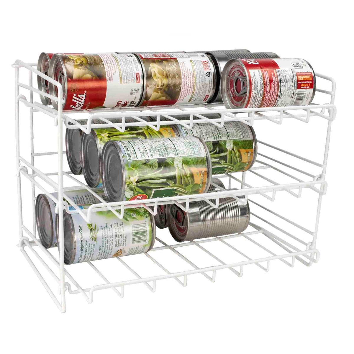 Home Basics Can Rack Organizer Food Storage Canned Food Soda Can Dispenser for Cabinet or Refrigerator White
