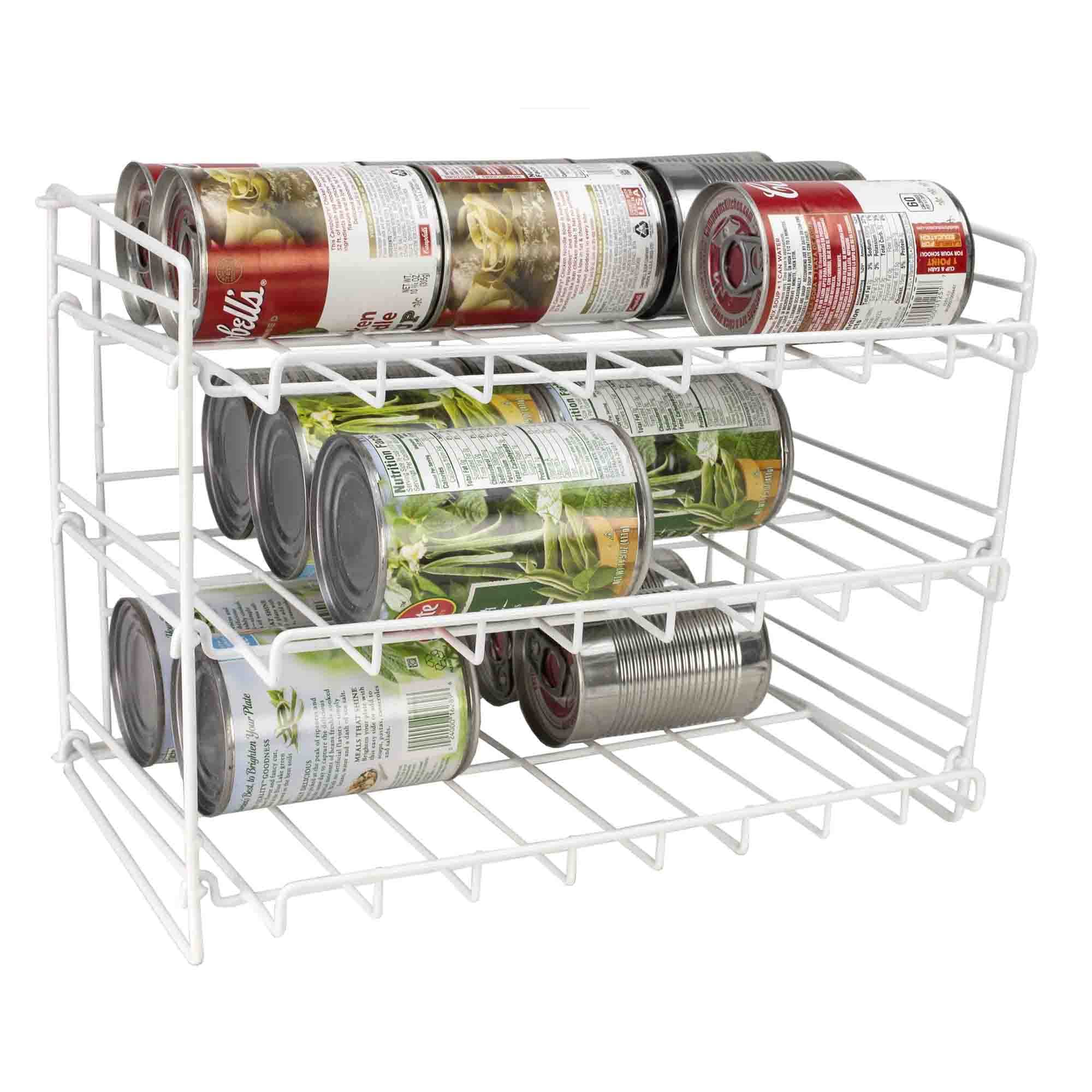 Home Basics Can Rack Organizer Food Storage Canned Food Soda Can Dispenser for Cabinet or Refrigerator White