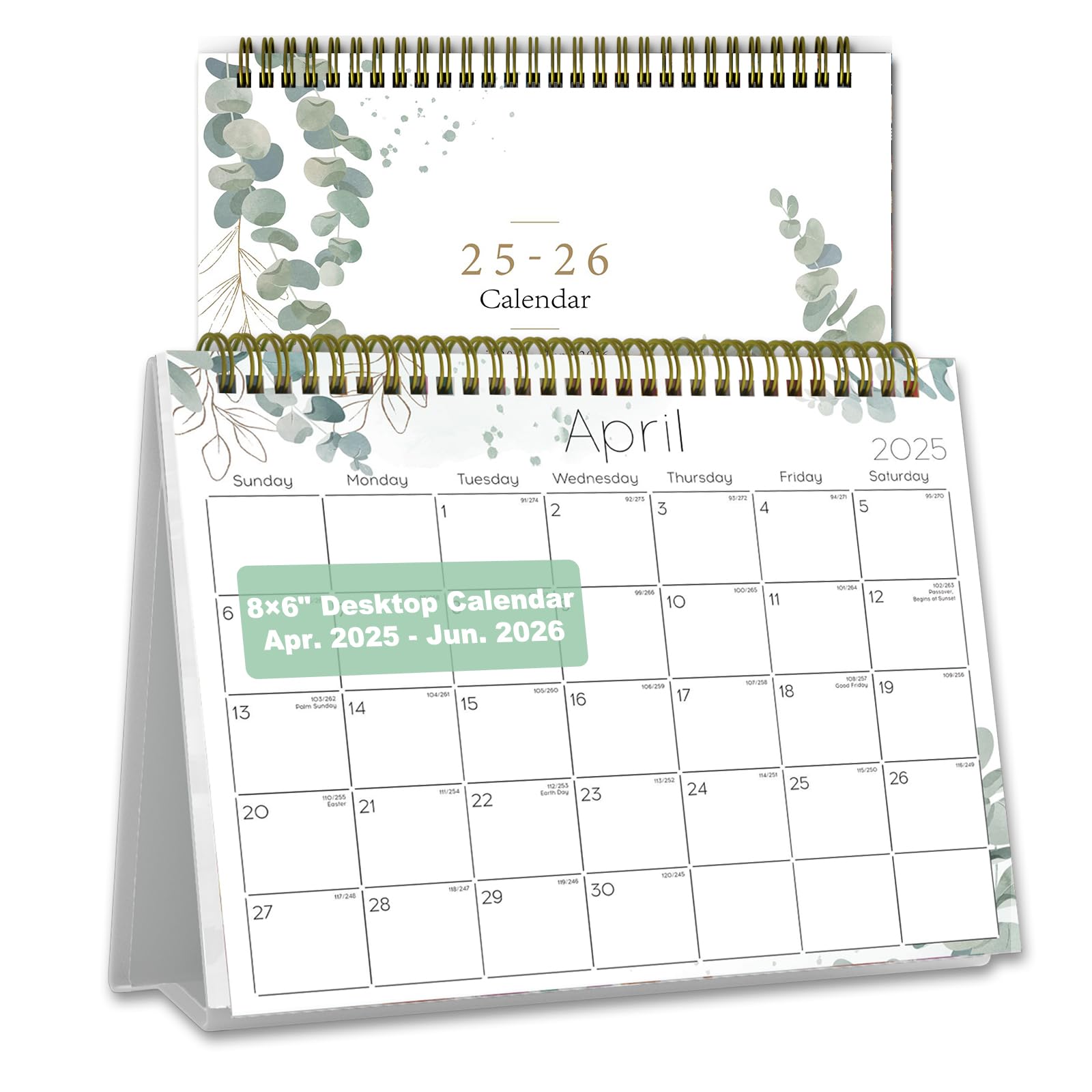 Ymumuda Small Desk Calendar 2025-2026 - Standing 2025 Calendar, Apr.2025 To Jun.2026, 8 ' X 6 ', Monthly Flip Desktop Style Wi