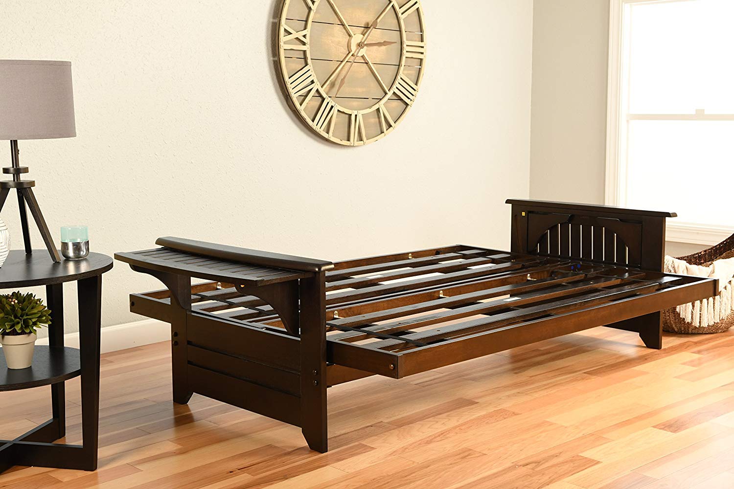 Kodiak Furniture Phoenix Full Size Futon in Espresso Finish, Linen Charcoal