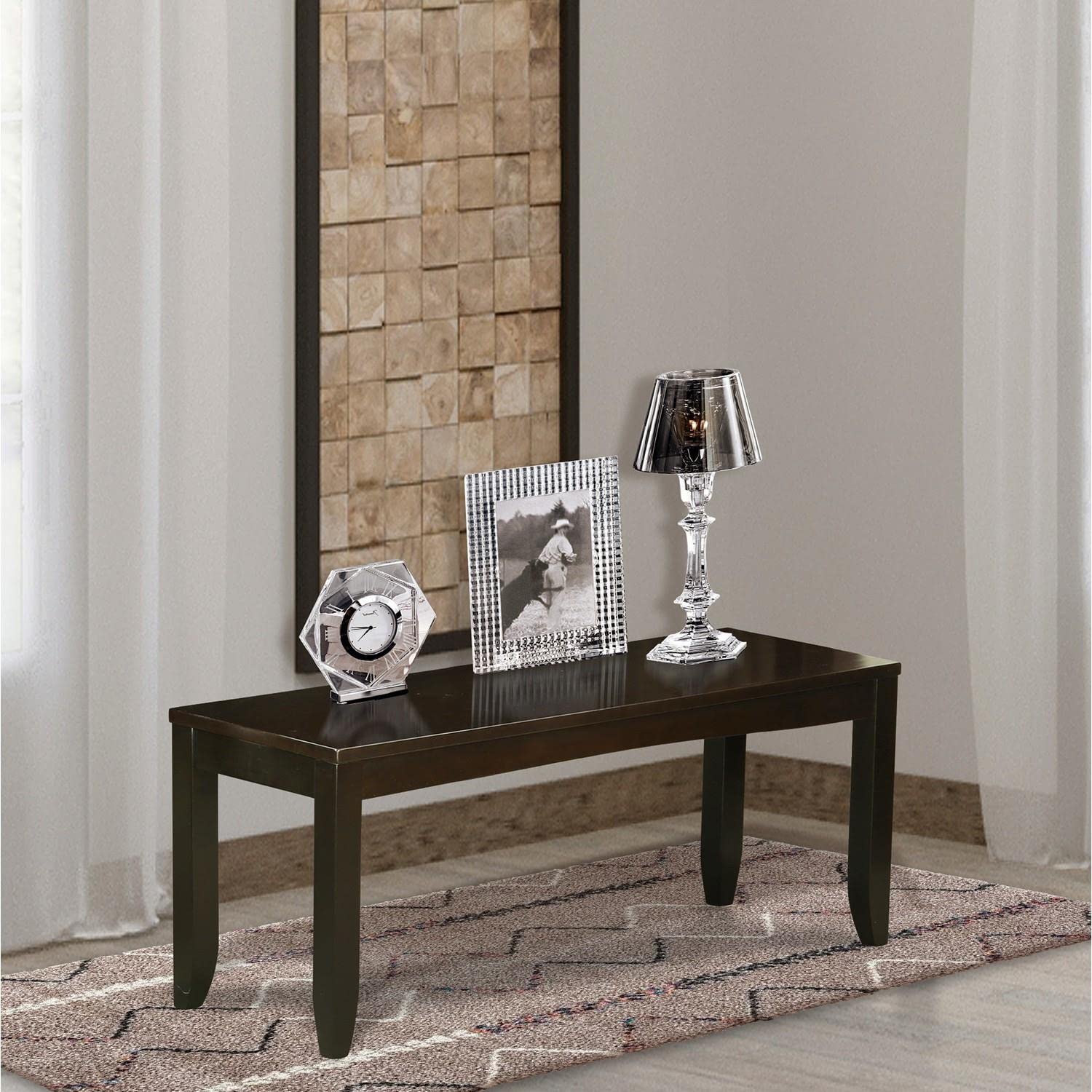 East West Furniture LYB-Cap-W Lynfield Dining Bench with Wood Seat, 52x15x18 Inch, Cappuccino