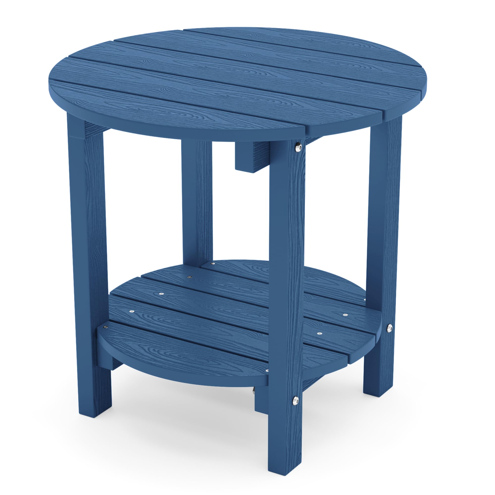 Yefu Adirondack Side Table, 18' Double Outdoor Side Table, Poly Lumber End Table, Weather Resistant For Indoor, Patio, Pool, Porch, Backyard-Navy