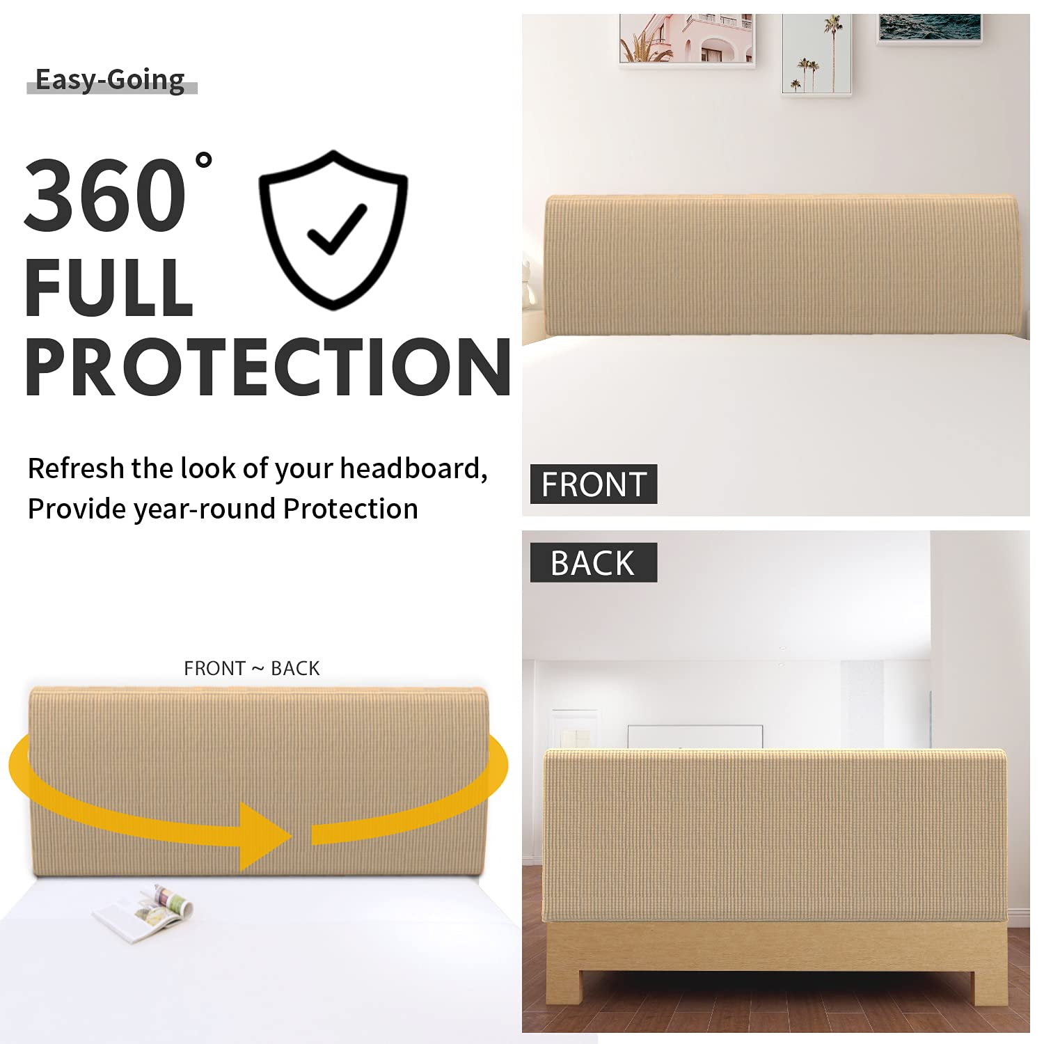 Easy-Going Stretch Bed Headboard Cover,Small Square Jacquard Headboard Slipcover, Dustproof Bed Head Cover For Bedroom (Full,San