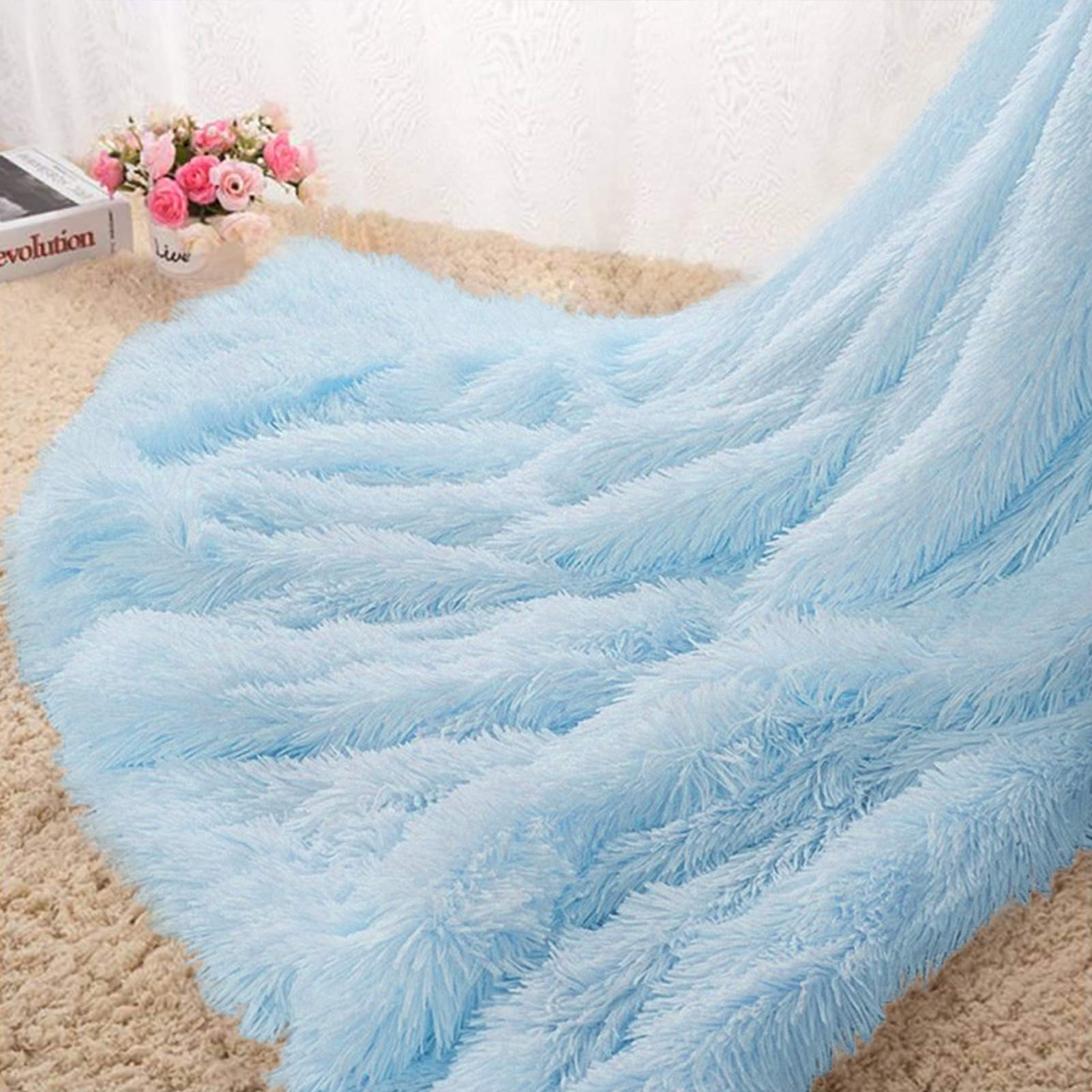 Homore Soft Fluffy Blanket Fuzzy Sherpa Plush Cozy Faux Fur Throw Blankets For Bed Couch Sofa Chair Decorative, 60 ' 'X80 ' ' Ic